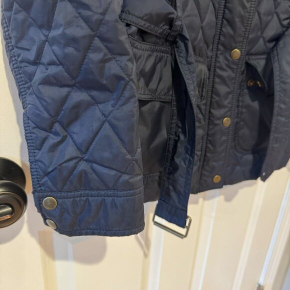 Navy Blue Quilted Jacket with Belt - Size XS - Picture 3 of 6